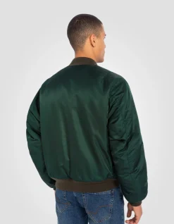 Bomber MA-1 lavé vert forêt en nylon recyclé, coupe confort - VERT FORÊT