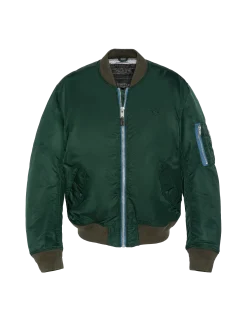 Bomber MA-1 lavé vert forêt en nylon recyclé, coupe confort, grande taille - VERT FORÊT