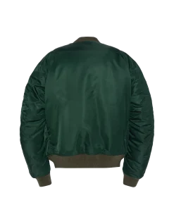 Bomber MA-1 lavé vert forêt en nylon recyclé, coupe confort, grande taille - VERT FORÊT