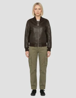 Bomber MA-1 marron, cuir d'agneau - MARRON