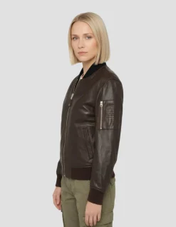 Bomber MA-1 marron, cuir d'agneau - MARRON