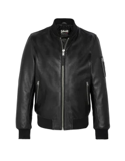 Bomber MA-1 noir, cuir d'agneau - NOIR