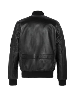 Bomber MA-1 noir, cuir d'agneau - NOIR