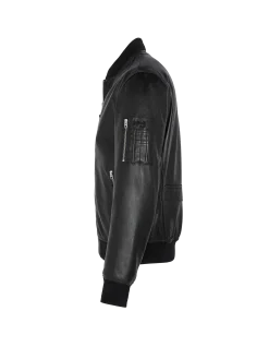 Bomber MA-1 noir, cuir d'agneau - NOIR