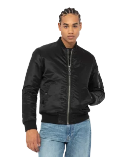 Bomber MA-1 noir en nylon recyclé, coupe ajustée - NOIR