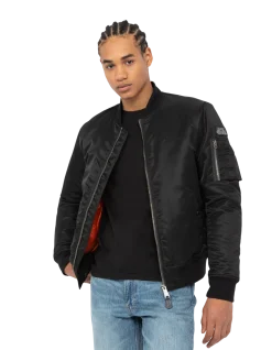 Bomber MA-1 noir en nylon recyclé, coupe ajustée - NOIR