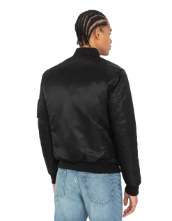 Bomber MA-1 noir en nylon recyclé, coupe ajustée - NOIR