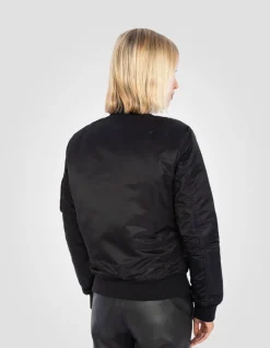 Bomber MA-1 noir en nylon recyclé, coupe ajustée - NOIR