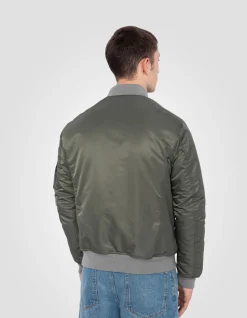 Bomber MA-1 sage kaki en nylon recyclé, coupe ajustée - SAGE KAKI