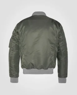 Bomber MA-1 sage kaki en nylon recyclé, coupe ajustée - SAGE KAKI