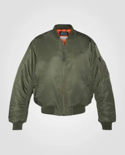 Bomber MA-1 90's army kaki en nylon recyclé, coupe oversize - ARMY KAKI
