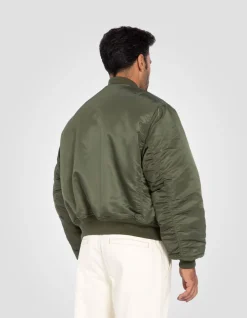 Bomber MA-1 90's army kaki en nylon recyclé, coupe oversize - ARMY KAKI