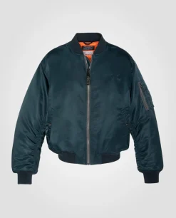 Bomber MA-1 90's bleu marine en nylon recyclé, coupe oversize, grande taille - MARINE