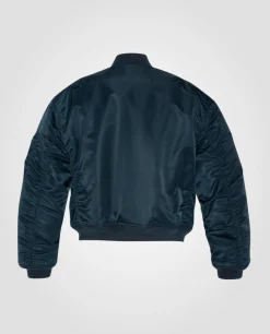 Bomber MA-1 90's bleu marine en nylon recyclé, coupe courte et confort, grande taille - MARINE