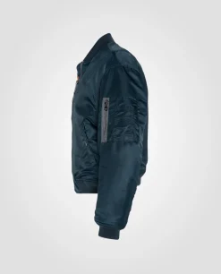 Bomber MA-1 90's bleu marine en nylon recyclé, coupe courte et confort - MARINE