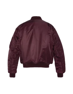 Bomber MA-1 90's bordeaux foncé en nylon recyclé, coupe oversize - BORDEAUX FONCÉ