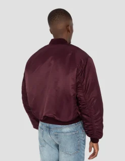 Bomber MA-1 90's bordeaux foncé en nylon recyclé, coupe oversize - BORDEAUX FONCÉ