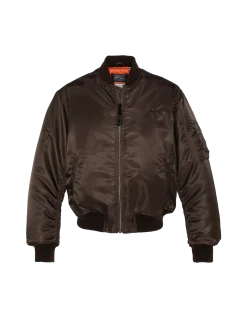Bomber MA-1 90's marron foncé en nylon recyclé, coupe oversize, grande taille - MARRON FONCÉ