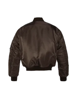 Bomber MA-1 90's marron foncé en nylon recyclé, coupe oversize, grande taille - MARRON FONCÉ