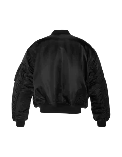 Bomber MA-1 90's noir en nylon recyclé, coupe oversize, grande taille - NOIR