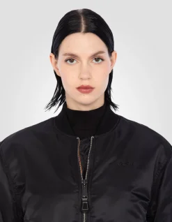 Bomber MA-1 90's noir en nylon recyclé, coupe courte et confort - NOIR