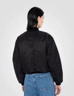Bomber MA-1 90's noir en nylon recyclé, coupe courte et confort - NOIR