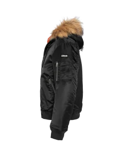 Bomber noir avec capuche en fausse fourrure - NOIR