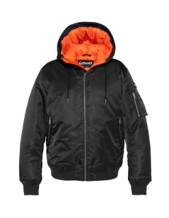 Bomber noir avec capuche en fausse fourrure - NOIR