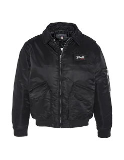 Bomber pilote CWU noir en nylon recyclé, coupe confort, grande taille - NOIR