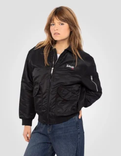 Bomber pilote CWU noir en nylon recyclé, coupe confort - NOIR