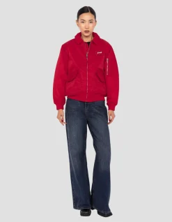 Bomber pilote CWU rouge en nylon recyclé, coupe confort - ROUGE