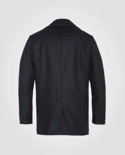 Caban bleu marine en laine mélangée, doublure rouge satinée, mythique USA - MARINE