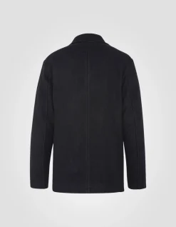 Caban noir en laine mélangée à plastron amovible, grande taille - NOIR