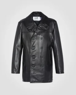 Caban noir mythique USA, cuir de vachette - NOIR