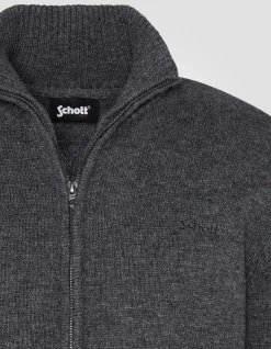 Cardigan zippé anthracite en lambswool - ANTHRACITE