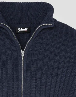 Cardigan zippé bleu marine recyclé - MARINE