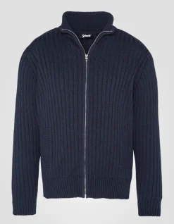 Cardigan zippé bleu marine recyclé - MARINE