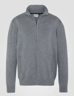 Cardigan zippé gris chiné - GRIS CHINÉ