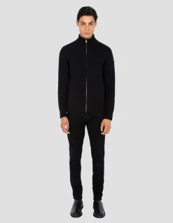 Cardigan zippé noir recyclé - NOIR