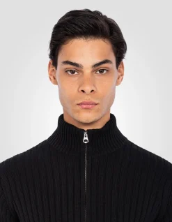 Cardigan zippé noir recyclé - NOIR
