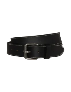 Ceinture noire à couture contrastée, cuir de buffle - NOIR