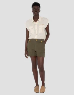 Chemise army légère blanche sans manche - BLANC CASSÉ