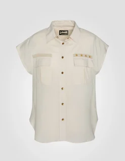 Chemise army légère blanche sans manche - BLANC CASSÉ