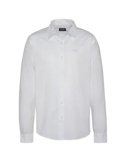 Chemise blanche à manches longues en coton et lin - BLANC