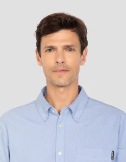 Chemise bleue à manches longues - BLEU
