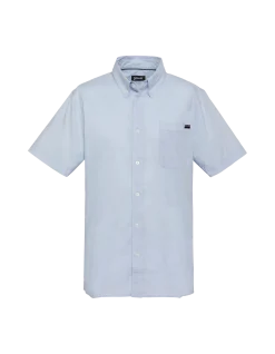 Chemise manches courtes bleu avec poche plaquée - BLEU