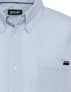 Chemise manches courtes bleu avec poche plaquée - BLEU