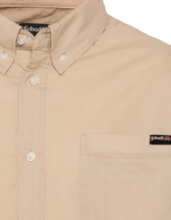 Chemise manches longues beige avec poche plaquée - BEIGE