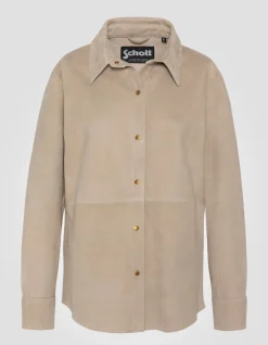 Chemise souple beige, chèvre velours - BEIGE