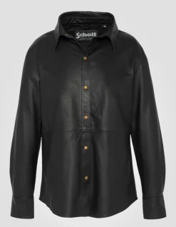 Chemise souple noire, cuir d'agneau - NOIR